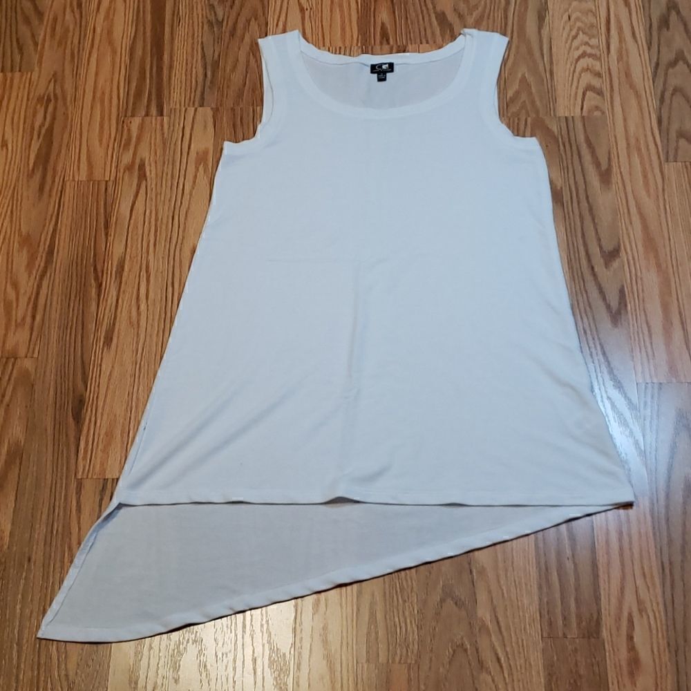 Cable & Gauge White Tank Top, sleeveless tunic Asymmetrical, Small